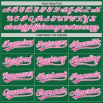 Personalized Kelly Green Unisex Softball Jersey - Pink and White Two-Button Design Personalized Kelly Green Pink-White Two-Button