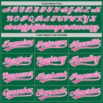Custom Name and Number Unisex Softball Jersey - Personalized Kelly Green Pink-White Two-Button Design Personalized Kelly