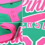 Custom Name and Number Unisex Softball Jersey - Personalized Kelly Green Pink-White Two-Button Design Personalized Kelly