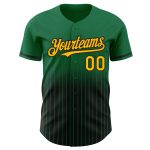 Custom Name and Number Authentic Fade Baseball Jersey - Personalized Kelly Green Pinstripe Gold-Black Team Gear Personalized