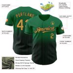 Custom Name and Number Authentic Fade Fashion Baseball Jersey - Kelly Green Pinstripe Old Gold-Black Personalized Kelly Green