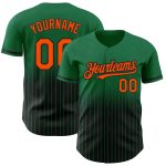 Personalized Custom Team Name & Number Baseball Jersey - Kelly Green Pinstripe Orange-Black Authentic Fade Personalized Kelly