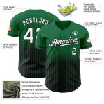 Custom Name and Number Authentic Fade Baseball Jersey in Kelly Green Pinstripe - White and Black Team Apparel Personalized