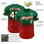 Custom Name and Number Authentic Fade Fashion Baseball Jersey, Kelly Green Pinstripe White-Red, Personalized Team Gear Personalized