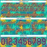 Custom Basketball Shorts with Palm Trees and Pineapples - Kelly Green & Purple-Gold 3D Pattern, Personalized Name & Number
