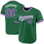 Custom Name and Number Throwback Baseball Jersey in Kelly Green and Purple-White - Authentic Team Design Personalized Kelly