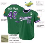 Custom Name and Number Throwback Baseball Jersey in Kelly Green and Purple-White - Authentic Team Design Personalized Kelly