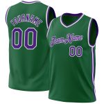 Personalized Kelly Green Basketball Jersey - Purple-White Authentic Throwback Style Personalized Kelly Green Purple-White