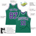 Custom Name and Number Authentic Throwback Basketball Jersey in Kelly Green Purple-White Personalized Kelly Green Purple-White