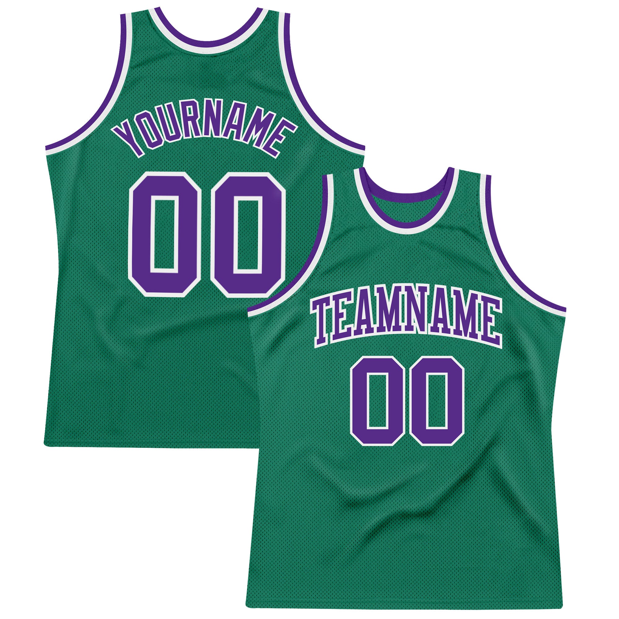 Custom Name and Number Authentic Throwback Basketball Jersey in Kelly Green Purple-White Personalized Kelly Green Purple-White