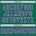 Custom Name & Number Throwback Football Jersey - Personalized Kelly Green Purple-White Mesh Personalized Kelly Green Purple-White