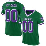 Custom Name & Number Throwback Football Jersey - Personalized Kelly Green Purple-White Mesh Personalized Kelly Green Purple-White