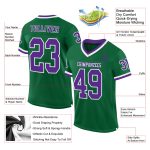 Custom Name & Number Throwback Football Jersey - Personalized Kelly Green Purple-White Mesh Personalized Kelly Green Purple-White