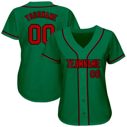 Custom Authentic Baseball Jersey - Personalized Kelly Green Red-Black with Team Name & Number Personalized Kelly Green Red-Black