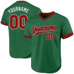 Custom Name Number Authentic Throwback Baseball Jersey in Kelly Green Red-Black - Personalized Team Apparel Personalized