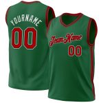 Personalized Authentic Basketball Jersey in Kelly Green with Red-Black Design Personalized Kelly Green Red-Black Authentic
