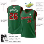 Personalized Authentic Basketball Jersey in Kelly Green with Red-Black Design Personalized Kelly Green Red-Black Authentic
