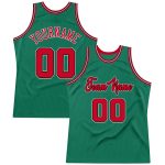 Custom Name & Number Authentic Throwback Basketball Jersey - Personalized Kelly Green Red-Black Team Jersey Personalized