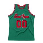 Custom Name & Number Authentic Throwback Basketball Jersey - Personalized Kelly Green Red-Black Team Jersey Personalized