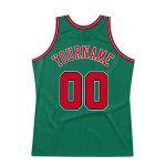 Custom Name & Number Authentic Throwback Basketball Jersey - Personalized Kelly Green Red-Black Team Jersey Personalized