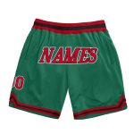 Custom Name and Number Authentic Throwback Basketball Shorts in Kelly Green and Red-Black Personalized Kelly Green Red-Black