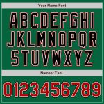 Custom Name and Number Personalized Kelly Green Red-Black Varsity Letterman Bomber Jacket Personalized Kelly Green Red-Black