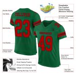 Custom Name and Number Personalized Football Jersey - Authentic Red-Black Mesh, Kelly Green Team Colors Personalized Kelly