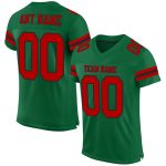 Custom Name and Number Personalized Football Jersey - Authentic Red-Black Mesh, Kelly Green Team Colors Personalized Kelly