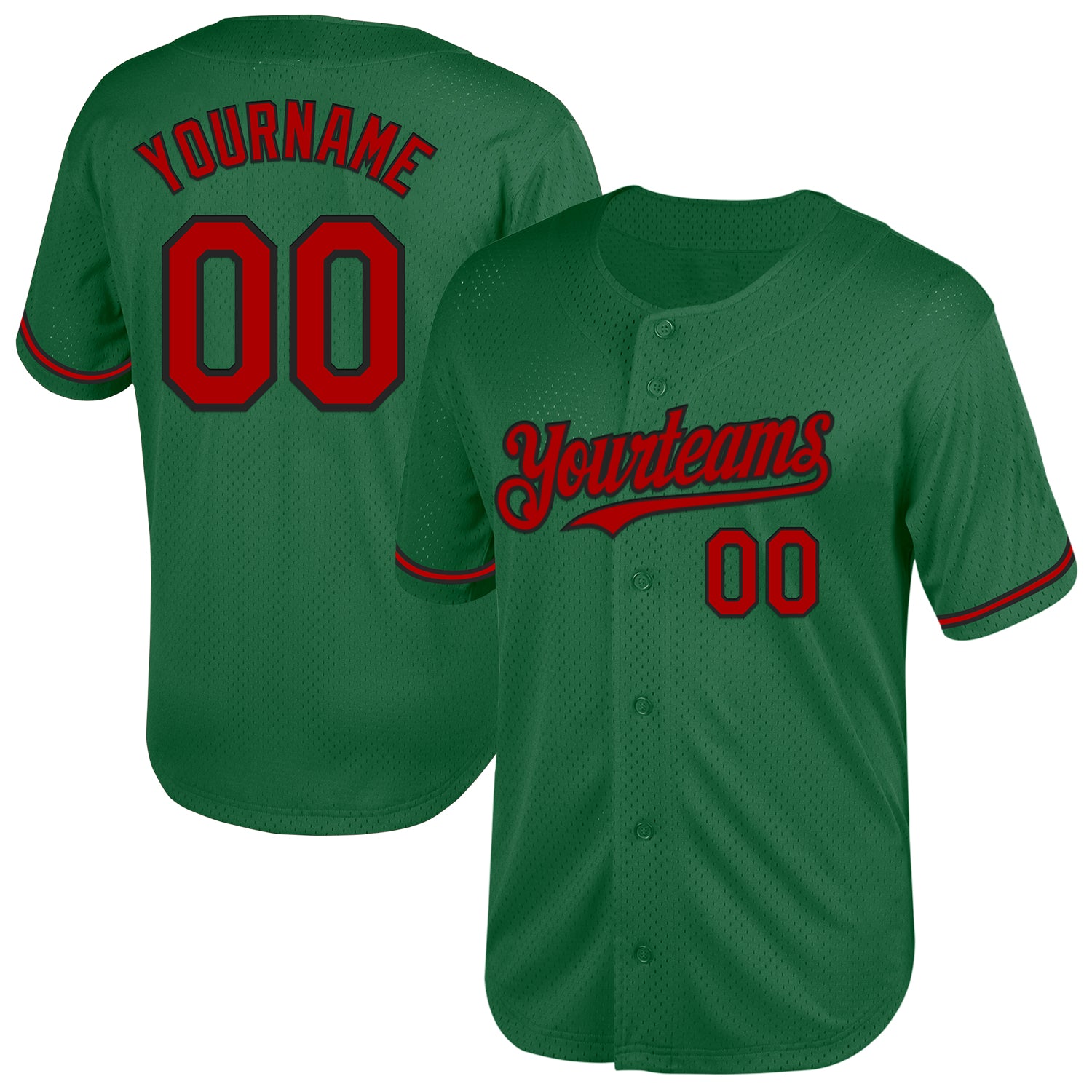 Custom Name and Number Kelly Green Red-Black Authentic Throwback Baseball Jersey - Personalized Team Jersey Personalized