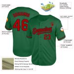 Custom Name and Number Kelly Green Red-Black Authentic Throwback Baseball Jersey - Personalized Team Jersey Personalized