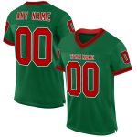 Custom Name Number Authentic Football Jersey in Kelly Green Red-Black Mesh - Personalized Team Apparel Personalized Kelly