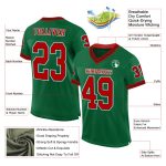 Custom Name Number Authentic Football Jersey in Kelly Green Red-Black Mesh - Personalized Team Apparel Personalized Kelly