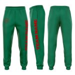 Custom Name and Number Fleece Jogger Sweatpants in Kelly Green and Red - Personalized Team Apparel Personalized Kelly Green