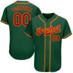 Custom Name and Number Kelly Green Red-Gold Authentic Baseball Jersey - Personalized Team Apparel Personalized Kelly Green