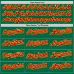 Custom Name and Number Authentic Sleeveless Baseball Jersey in Kelly Green Red-Gold Personalized Kelly Green Red-Gold Authentic
