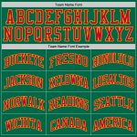 Customizable Kelly Green Red-Gold Basketball Jersey with Name and Number - Authentic Throwback Style Personalized Kelly Green