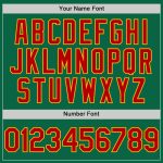 Custom Name and Number Authentic Baseball Jersey in Kelly Green with Red-Gold Lines - Personalized Team Apparel Personalized