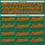 Custom Name and Number Authentic Baseball Jersey in Kelly Green with Red-Gold Lines - Personalized Team Apparel Personalized
