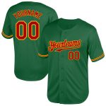 Custom Team Name Number Jersey - Authentic Kelly Green Red-Gold Mesh Throwback Baseball Jersey Personalized Kelly Green Red-Gold