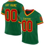 Custom Name and Number Football Jersey - Authentic Throwback in Kelly Green with Red-Gold Mesh Design Personalized Kelly