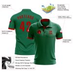 Custom Name and Number Golf Polo Shirt in Kelly Green and Red - Performance Team Shirt Personalized Kelly Green Red Performance