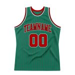 Custom Name and Number Basketball Jersey - Authentic Red-Black Pinstripe in Kelly Green, Personalized Team Apparel Personalized