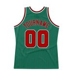 Custom Name and Number Basketball Jersey - Authentic Red-Black Pinstripe in Kelly Green, Personalized Team Apparel Personalized