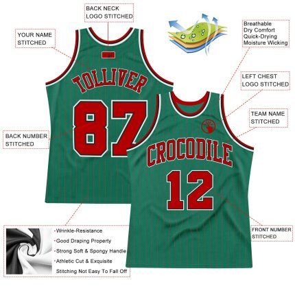 Custom Name and Number Basketball Jersey - Authentic Red-Black Pinstripe in Kelly Green, Personalized Team Apparel Personalized