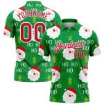 Custom Name Number 3D Santa Claus Performance Golf Polo Shirt - Personalized Kelly Green Red-White Design Personalized Kelly