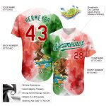 Custom Name and Number 3D Mexican Flag Baseball Jersey - Kelly Green Red-White Watercolor Splash Design Authentic Team Apparel