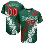 Custom 3D Mexico Baseball Jersey with Personalized Name & Number - Kelly Green Red-White Team Gear Personalized Kelly Green