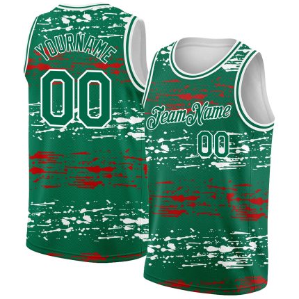 Custom Mexico Basketball Jersey - Personalized 3D Team Jersey in Kelly Green, Red, and White with Your Name and Number Personalized