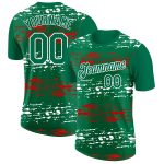 Custom Name Number 3D Mexico Performance T-Shirt in Kelly Green Red-White - Personalized Team Shirt Personalized Kelly Green