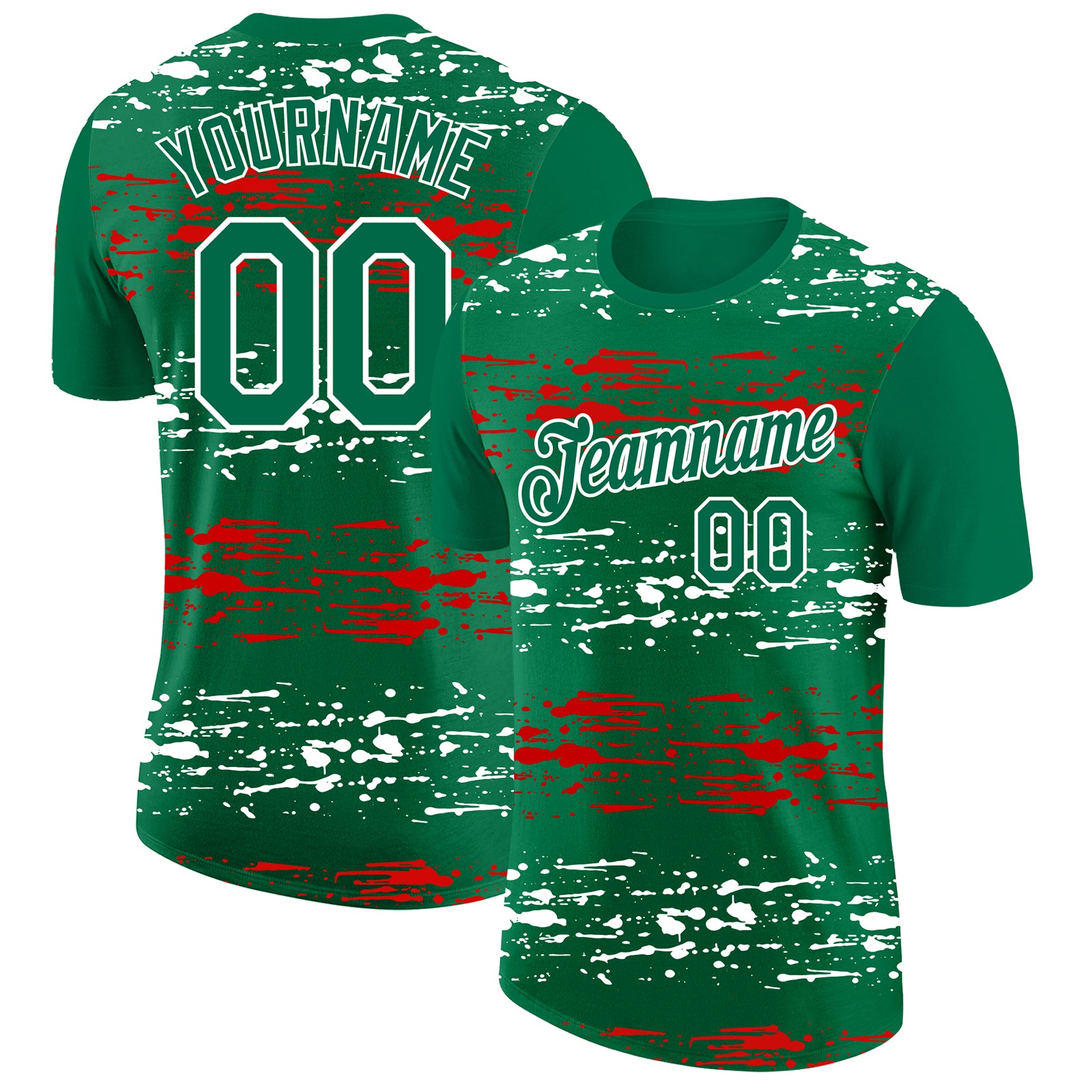 Custom Name Number 3D Mexico Performance T-Shirt in Kelly Green Red-White - Personalized Team Shirt Personalized Kelly Green